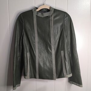 AKRIS Green Lambskin Jacket Size Medium